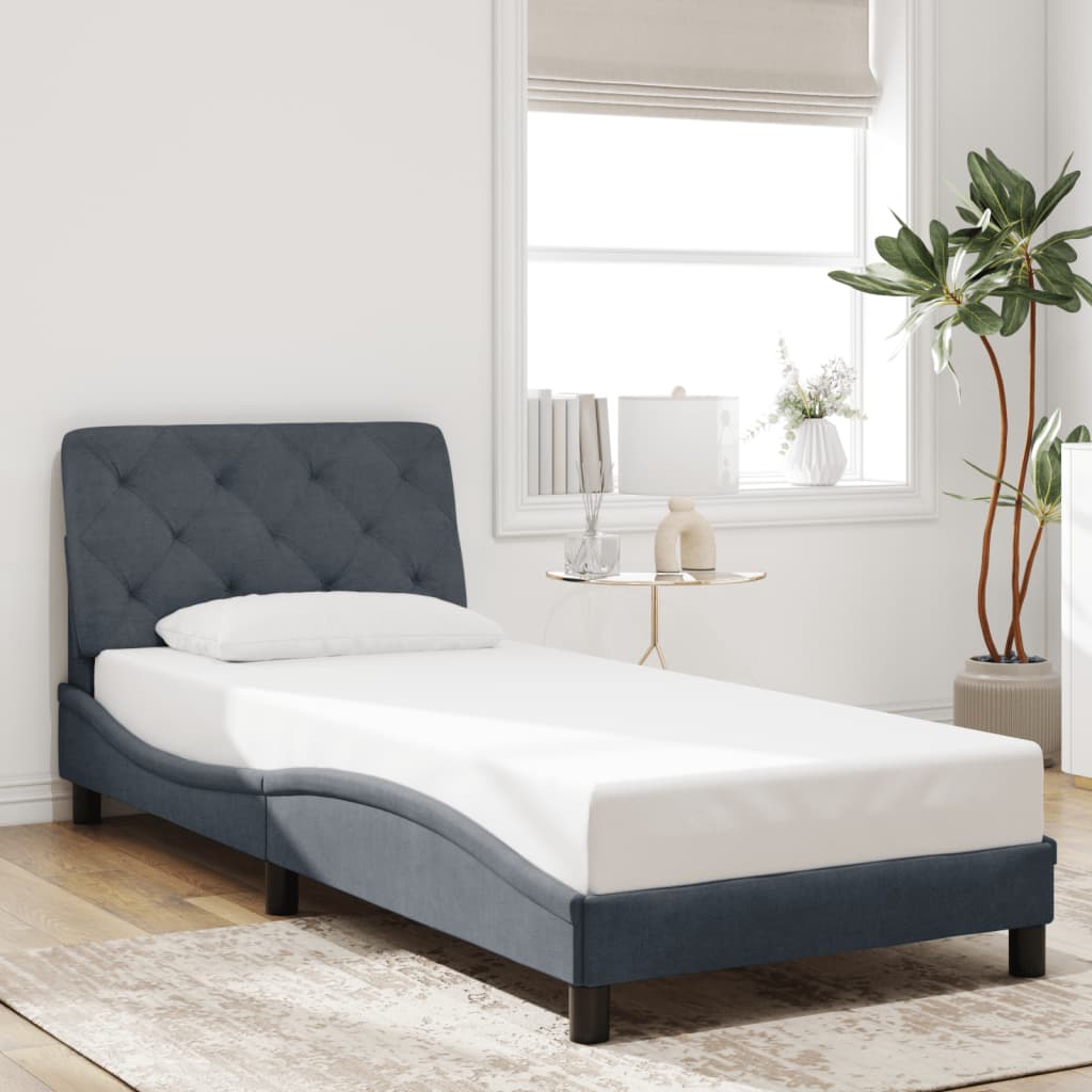 Bettgestell mit LED ohne Matratze Dunkelgrau 90x200 cm Samt