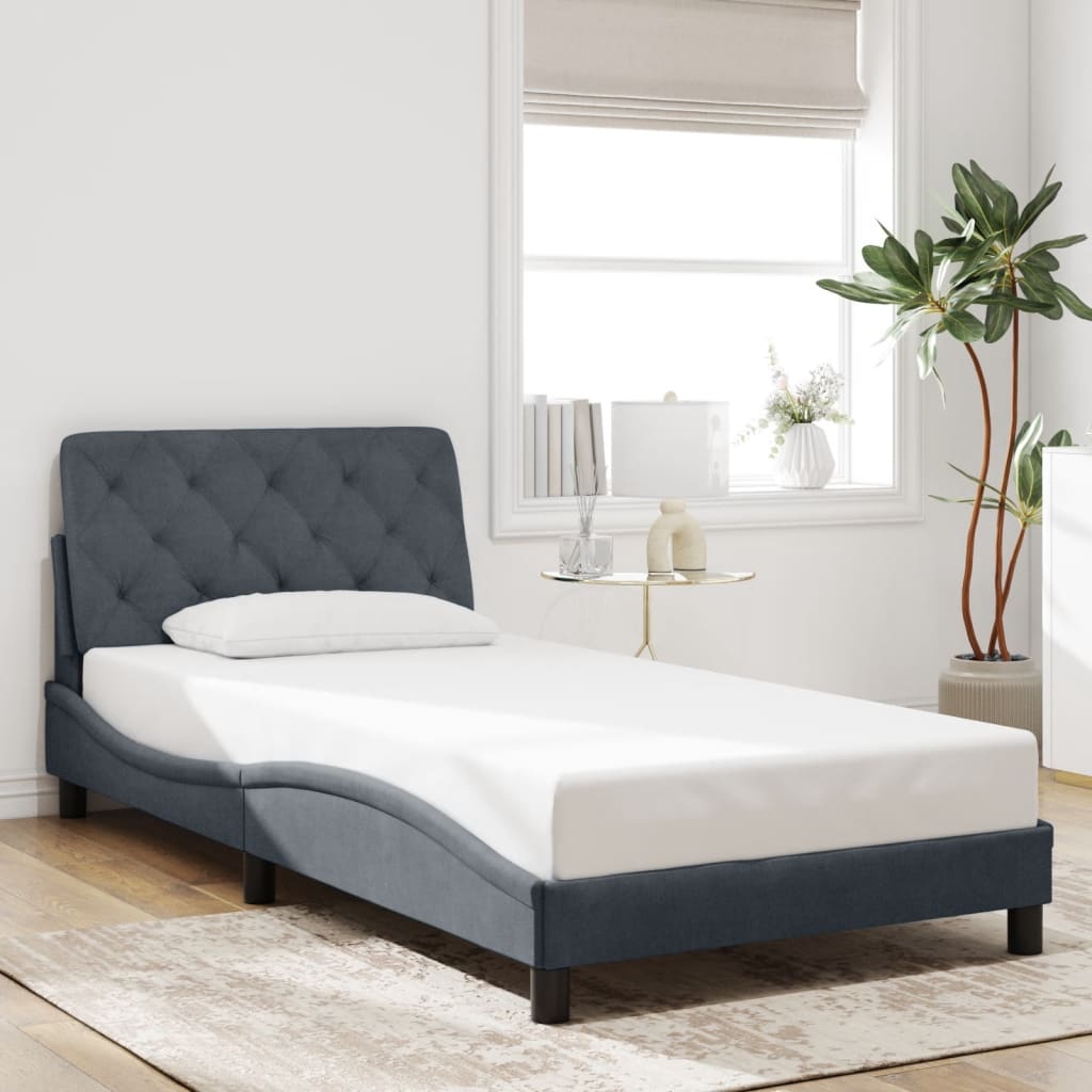 Bettgestell mit LED ohne Matratze Dunkelgrau 100x200 cm Samt