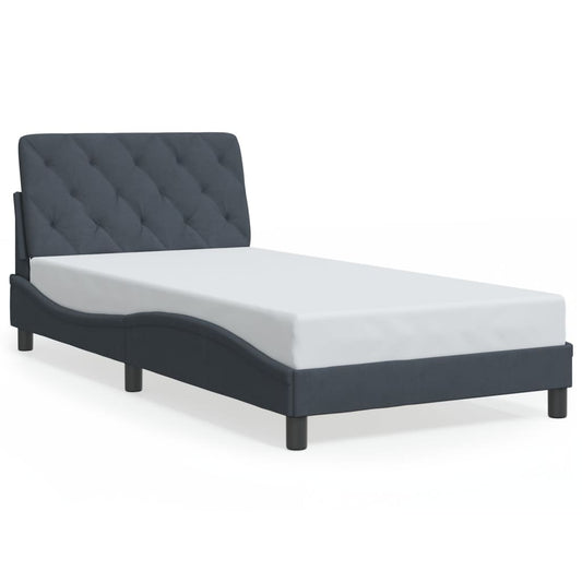 Bettgestell mit LED ohne Matratze Dunkelgrau 100x200 cm Samt