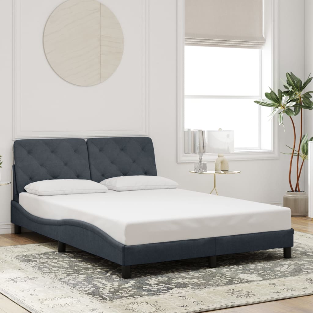 Bettgestell mit LED ohne Matratze Dunkelgrau 120x200 cm Samt