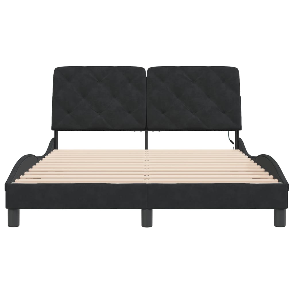 Bettgestell mit LED ohne Matratze Schwarz 120x200 cm Samt