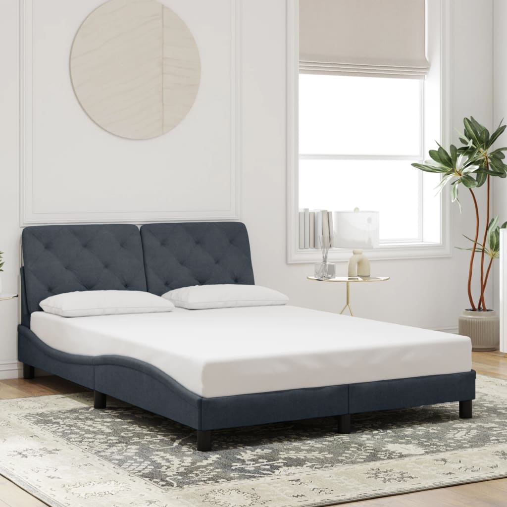 Bettgestell mit LED ohne Matratze Dunkelgrau 140x190 cm Samt