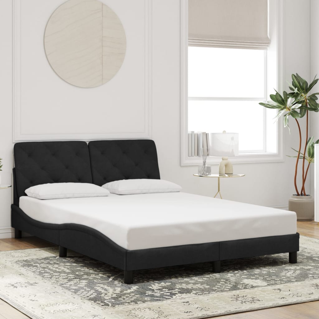 Bettgestell mit LED ohne Matratze Schwarz 140x190 cm Samt