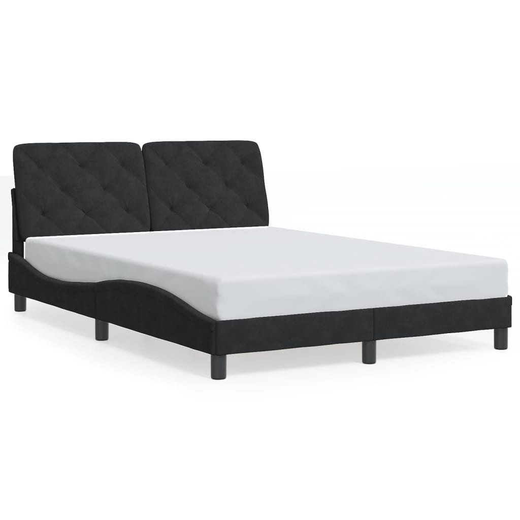 Bettgestell mit LED ohne Matratze Schwarz 140x190 cm Samt