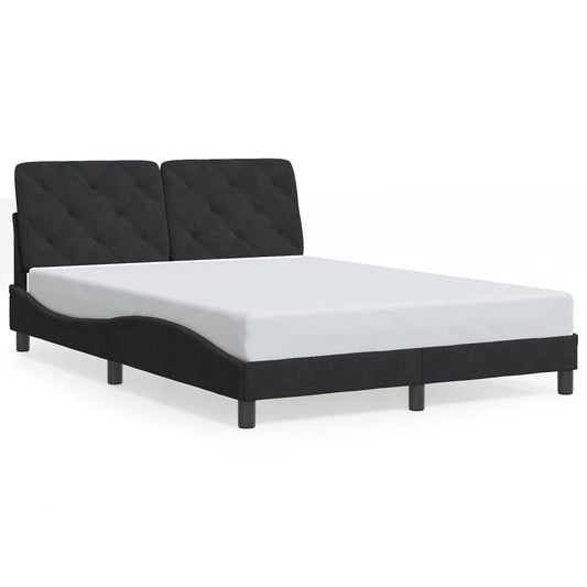 Bettgestell mit LED ohne Matratze Schwarz 140x190 cm Samt