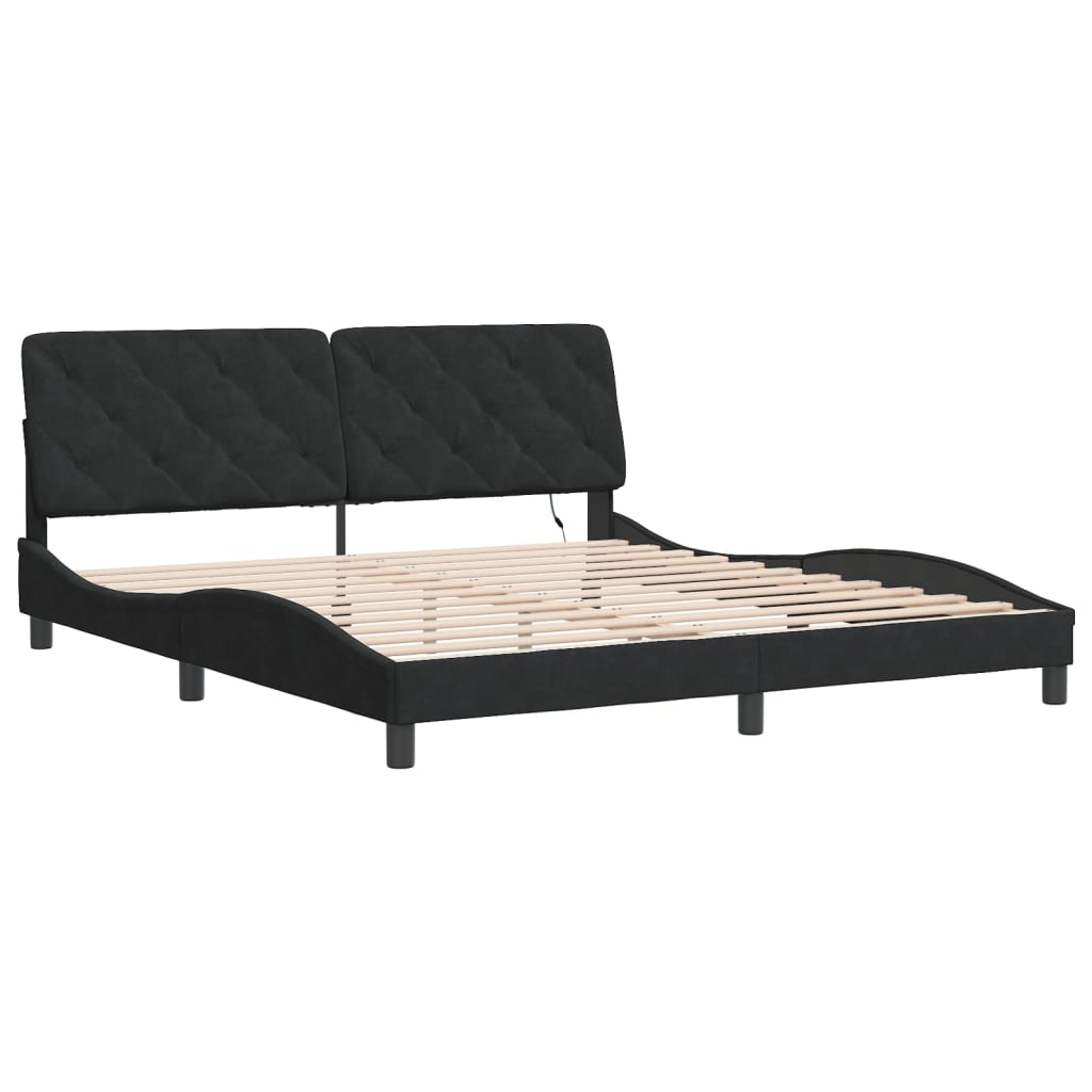 Bettgestell mit LED ohne Matratze Schwarz 180x200 cm Samt