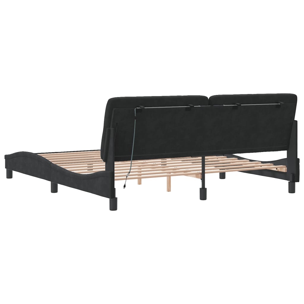 Bettgestell mit LED ohne Matratze Schwarz 180x200 cm Samt