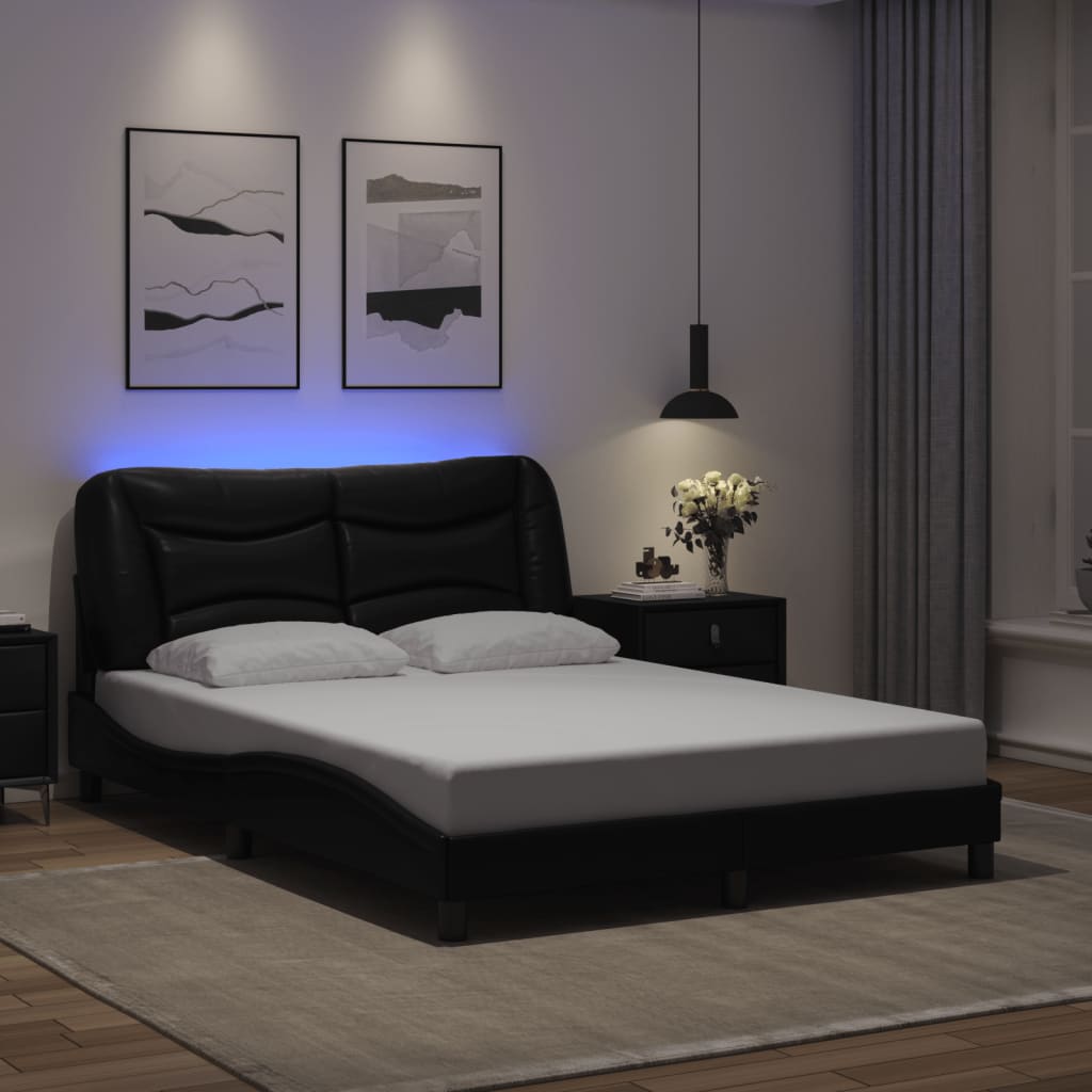 Bettgestell mit LED ohne Matratze "Hvar" Schwarz 120x200 cm