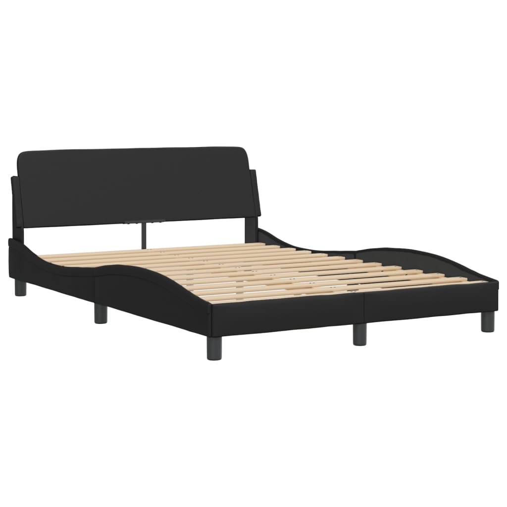 Bettgestell mit LED ohne Matratze "Hvar" Schwarz 140x190 cm Kunstleder