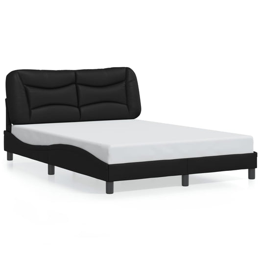 Bettgestell mit LED ohne Matratze "Hvar" Schwarz 140x190 cm Kunstleder
