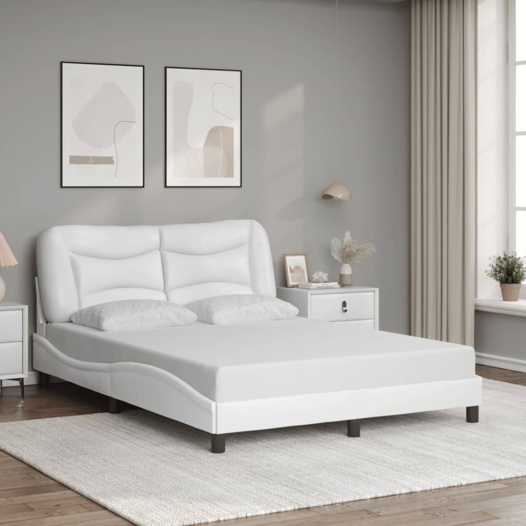 Bettgestell mit LED ohne Matratze "Hvar" Weiß 140x200 cm Kunstleder