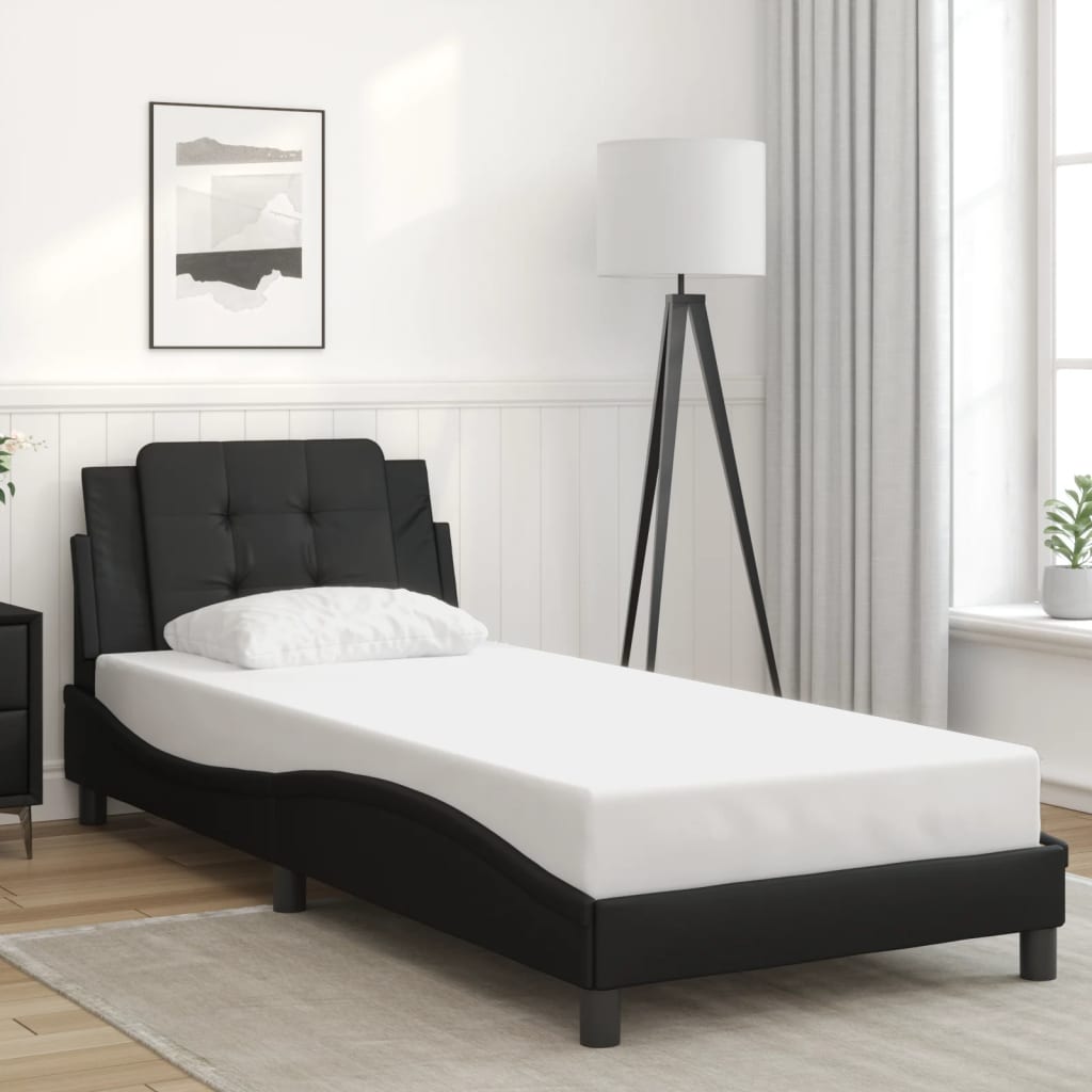 Bettgestell mit LED ohne Matratze "Zadar" Schwarz 90x190 cm Kunstleder