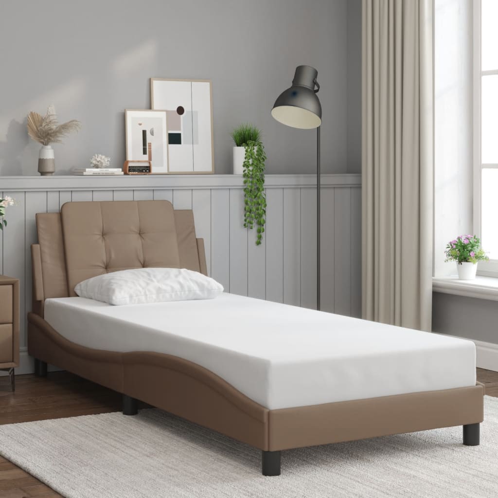 Bettgestell mit LED ohne Matratze "Zadar" Cappuccino-Braun 100x200 cm Kunstleder