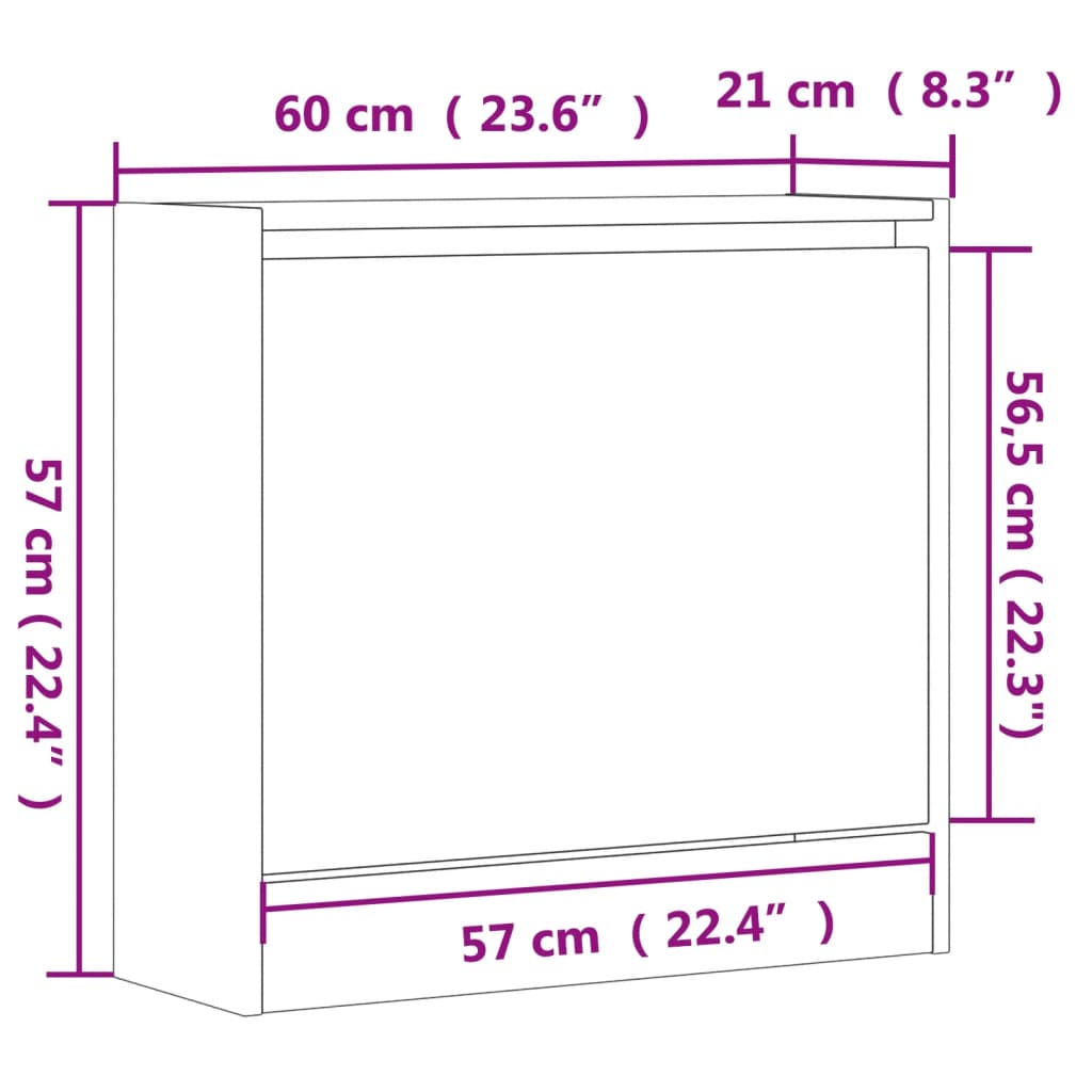 Shoe rack gray Sonoma 60x21x57 cm made of wood