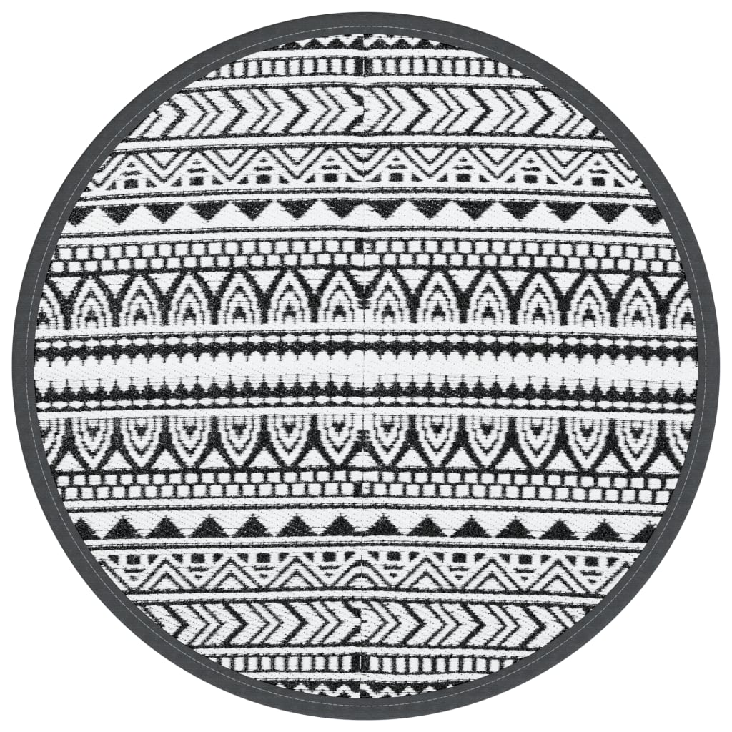 Outdoor-Teppich Schwarz Ø160 cm PP