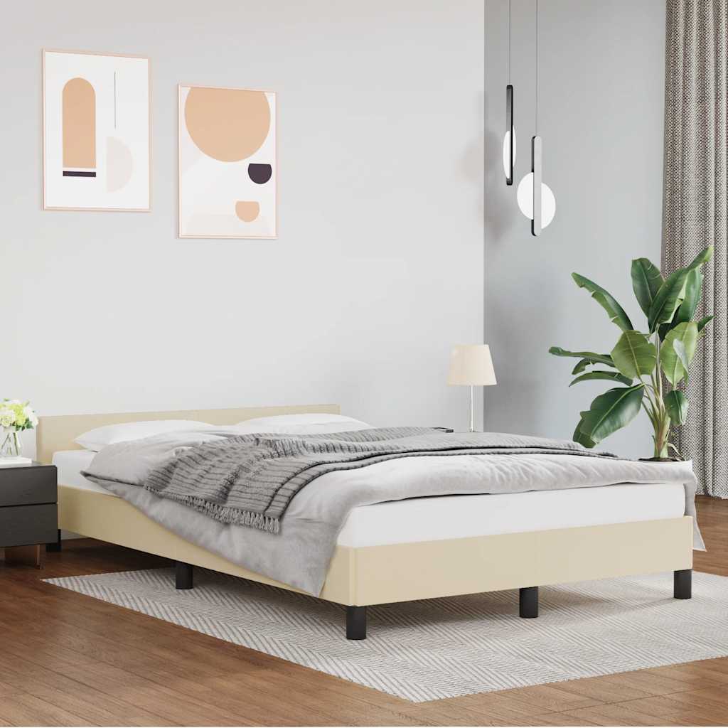 Bettgestell ohne Matratze Creme 120x190 cm Kunstleder