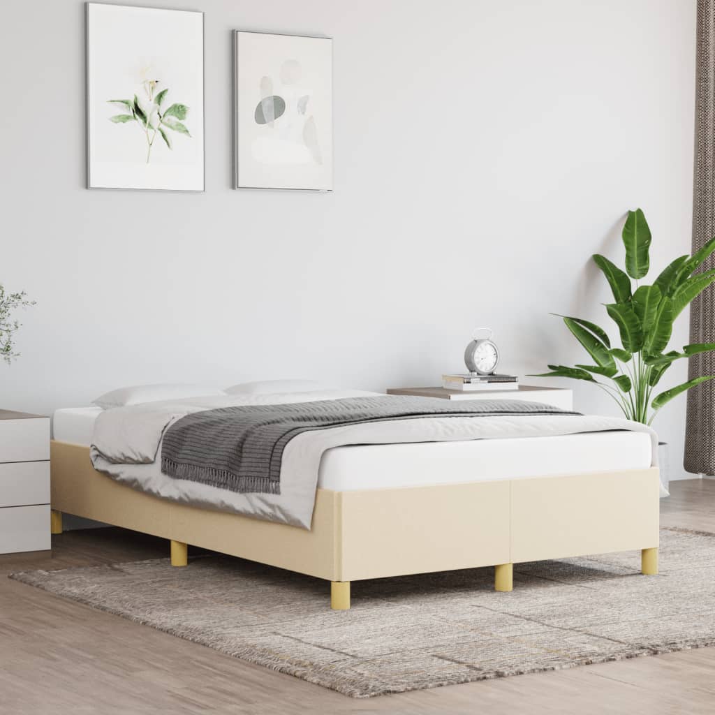 Bettgestell ohne Matratze Creme 120x190 cm Stoff