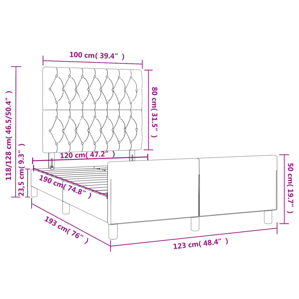 Bettgestell ohne Matratze Rosa 120x190 cm Samt