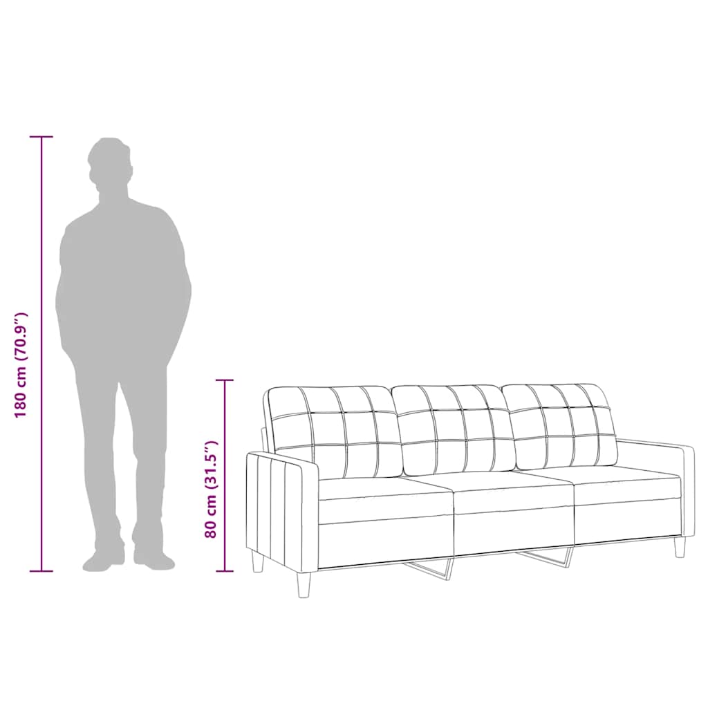 3-Sitzer-Sofa Weinrot 210 cm Stoff