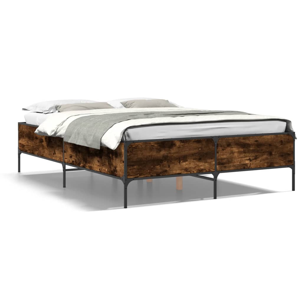 Bettgestell Räuchereiche 120x200 cm Holzwerkstoff und Metall