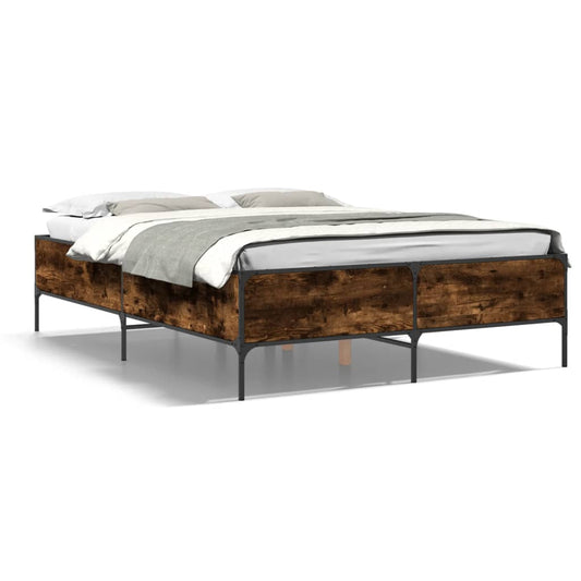 Bettgestell Räuchereiche 120x200 cm Holzwerkstoff und Metall