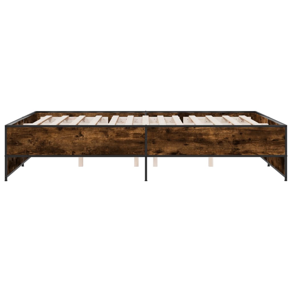 Bettgestell Räuchereiche 150x200 cm Holzwerkstoff und Metall
