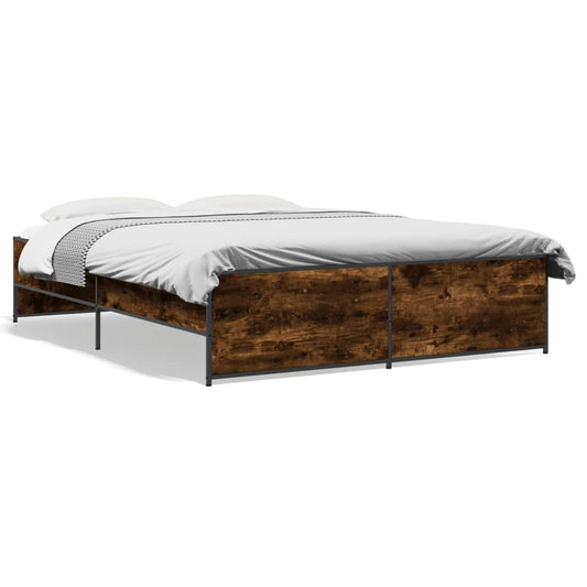 Bettgestell Räuchereiche 150x200 cm Holzwerkstoff und Metall
