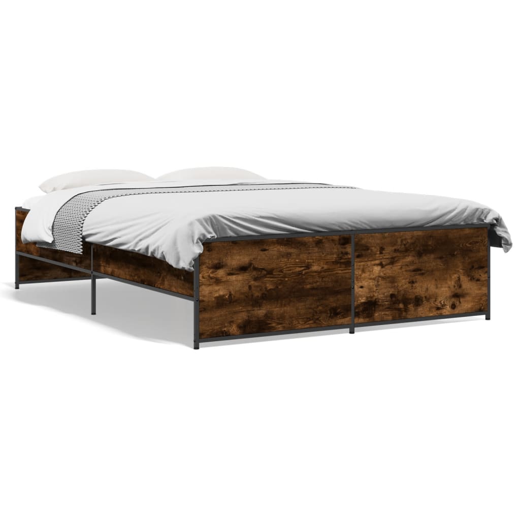 Bettgestell Räuchereiche 140x190 cm Holzwerkstoff und Metall