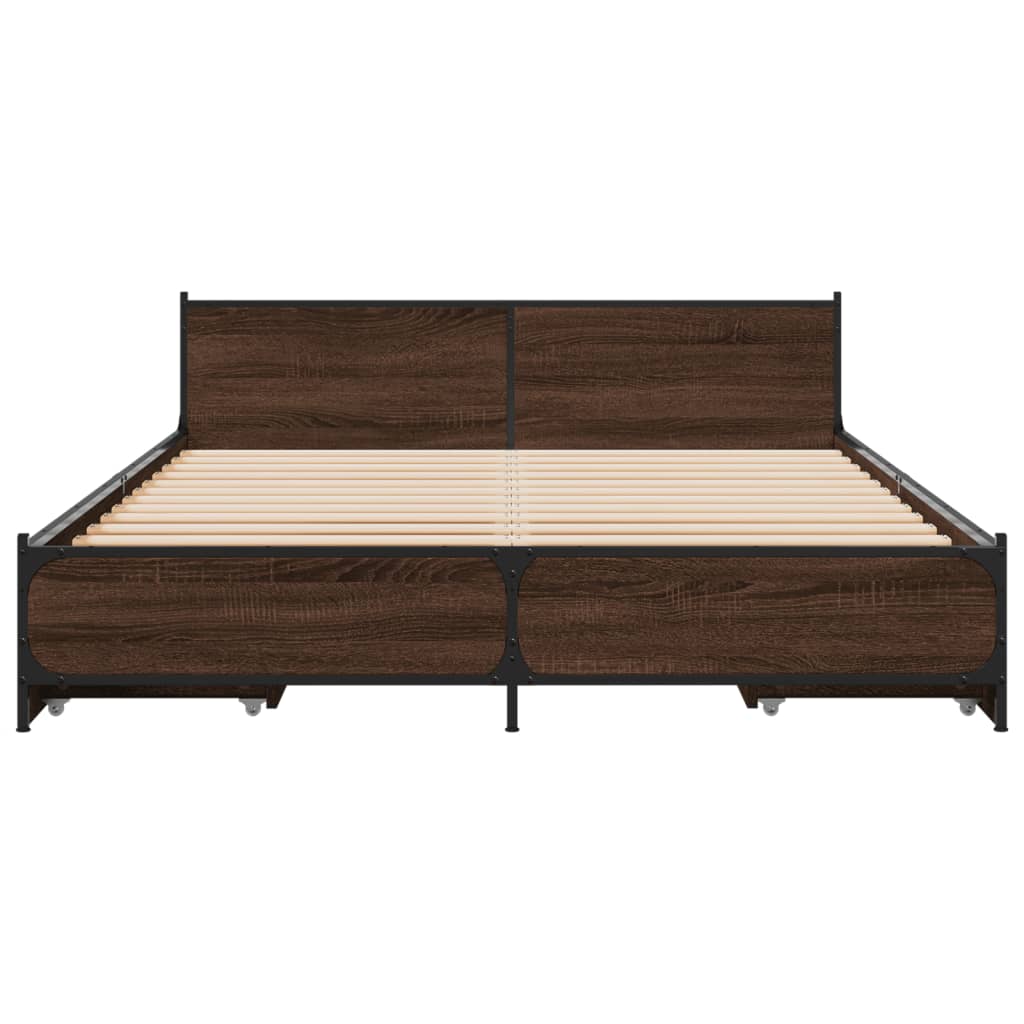 Bettgestell mit Schubladen Braun Eichen-Optik 150x200 cm