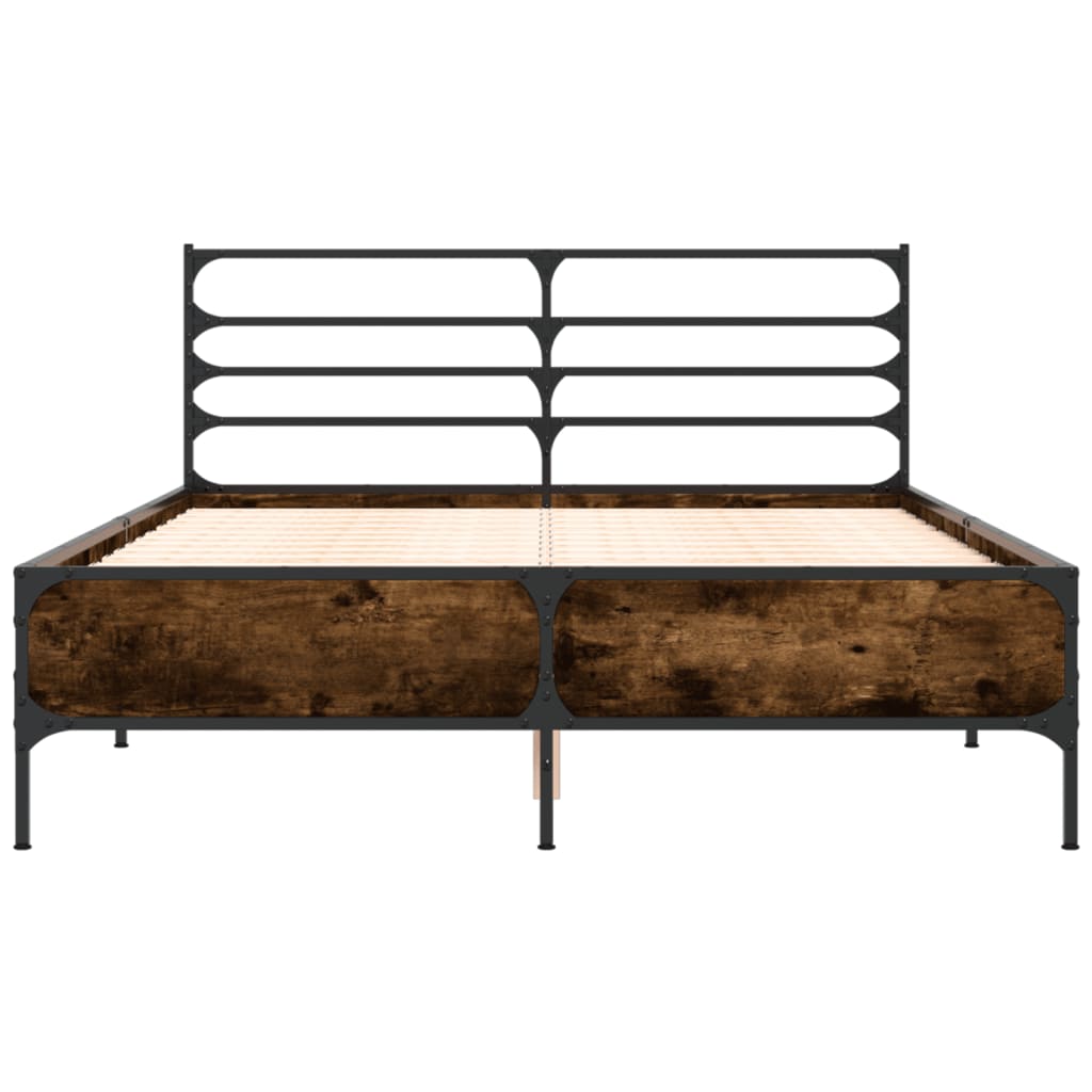 Bettgestell Räuchereiche 120x200 cm Holzwerkstoff und Metall