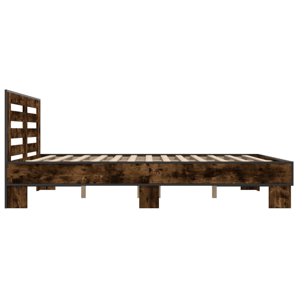 Bettgestell Räuchereiche 150x200 cm Holzwerkstoff und Metall