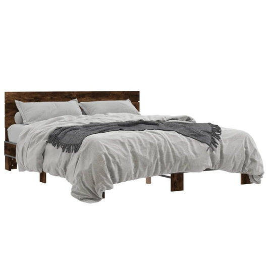 Bettgestell Räuchereiche 150x200 cm Holzwerkstoff und Metall