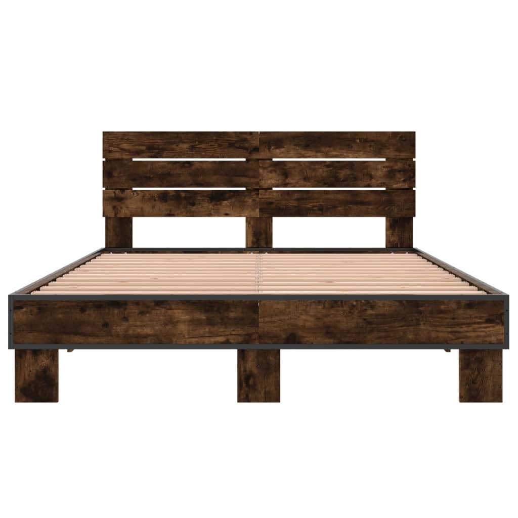 Bettgestell Räuchereiche 120x190 cm Holzwerkstoff und Metall