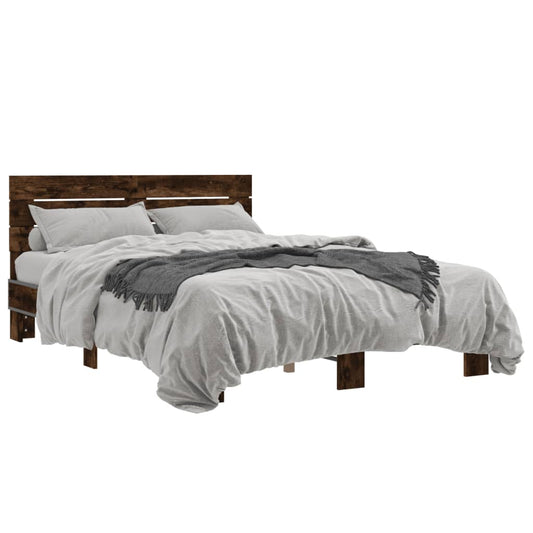 Bettgestell Räuchereiche 140x190 cm Holzwerkstoff und Metall