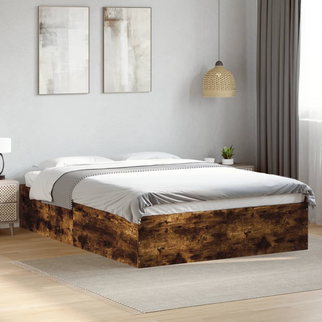 Bettgestell Räuchereiche 140x200 cm Holzwerkstoff