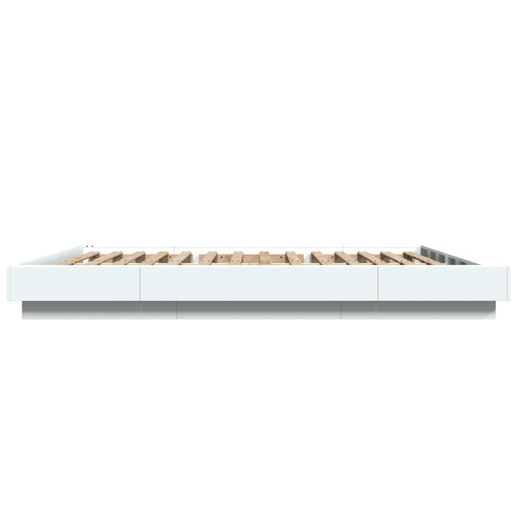 Bettgestell mit LED Weiß 150x200 cm Holzwerkstoff