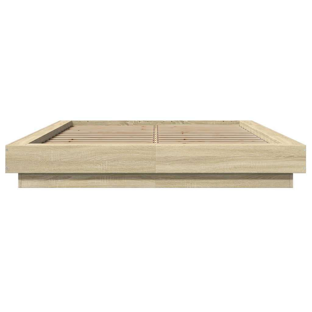 Bettgestell mit LED Sonoma-Eiche 120x200 cm Holzwerkstoff