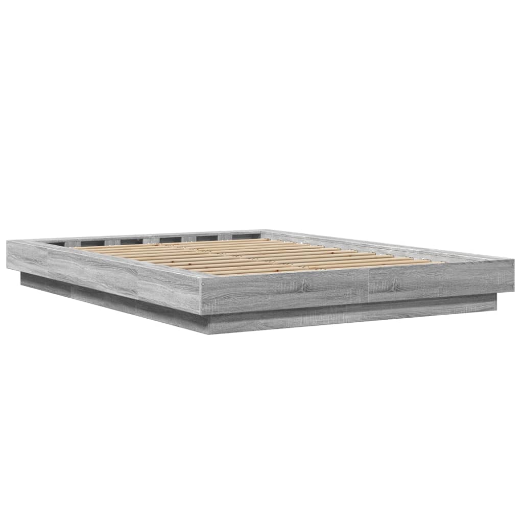 Bettgestell mit LED Grau Sonoma 120x200 cm Holzwerkstoff