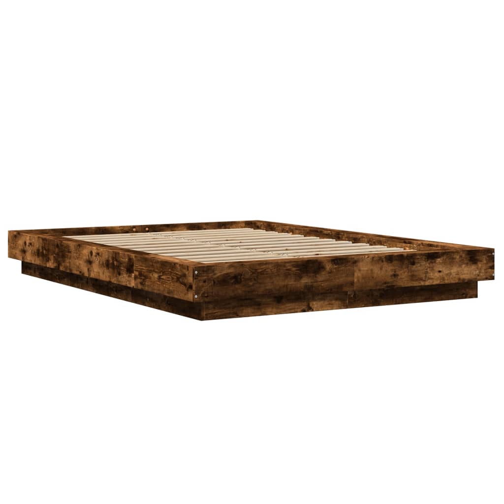 Bettgestell mit LED Räuchereiche 140x190 cm Holzwerkstoff