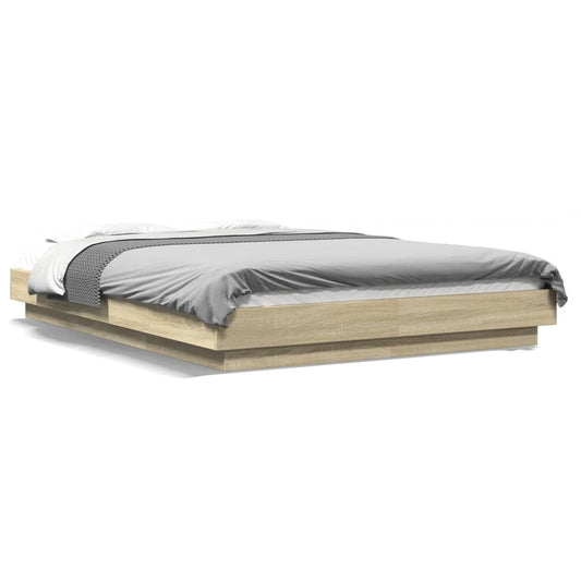 Bettgestell mit LED Sonoma-Eiche 120x190 cm Holzwerkstoff