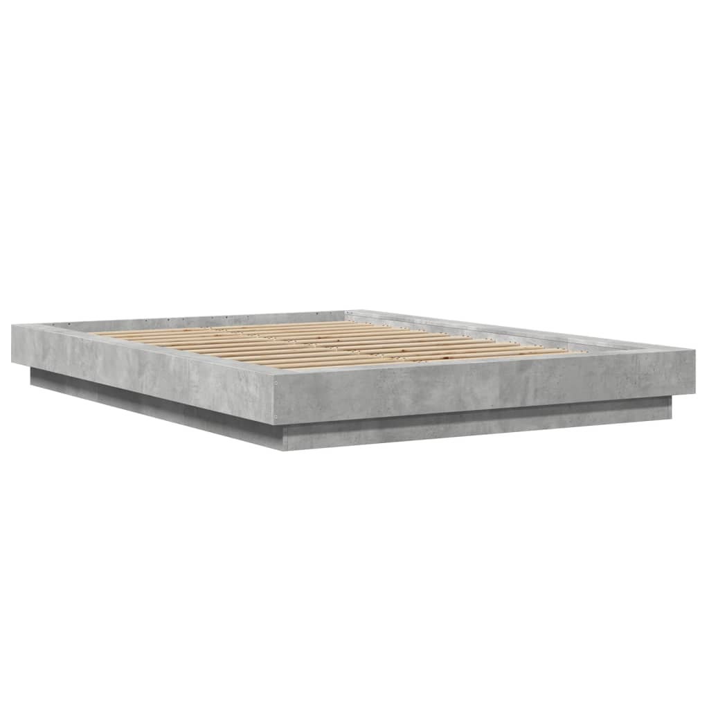 Bettgestell mit LED Betongrau 120x190 cm Holzwerkstoff