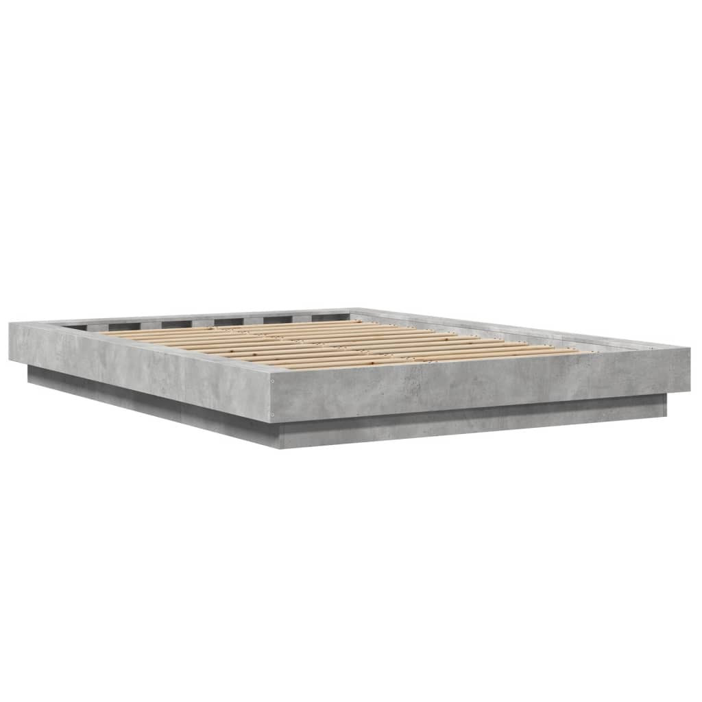 Bettgestell mit LED Betongrau 120x190 cm Holzwerkstoff
