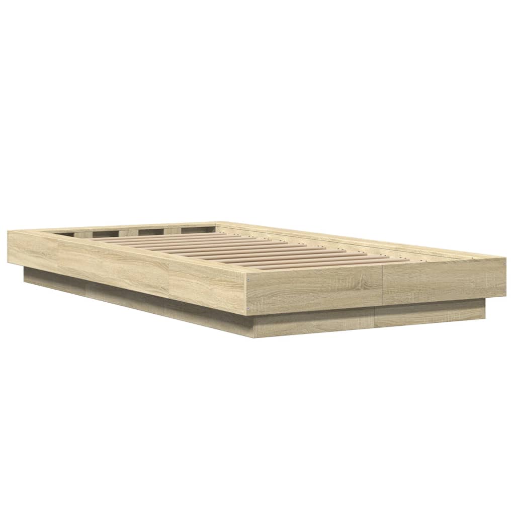 Bettgestell mit LED Sonoma-Eiche 90x190 cm Holzwerkstoff