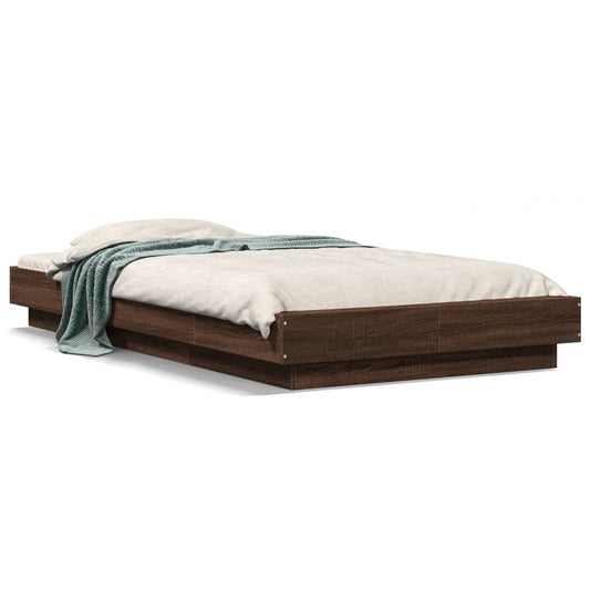 Bettgestell mit LED Braun Eichen-Optik 90x190 cm Holzwerkstoff