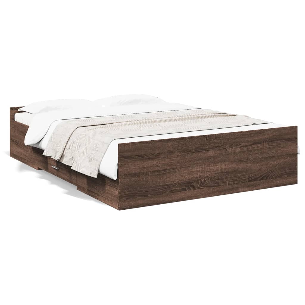 Bettgestell mit Schubladen Braun Eichen-Optik 120x190 cm