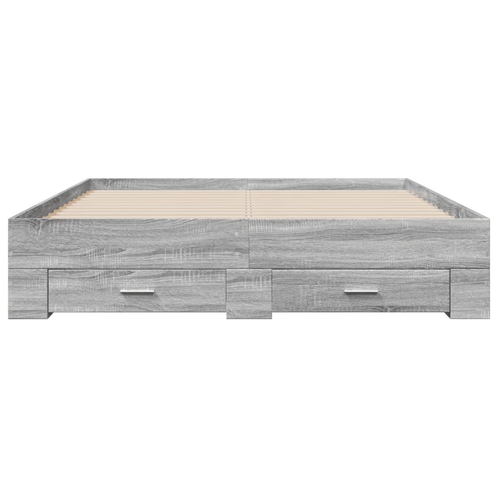 Bettgestell mit Schubladen Grau Sonoma 150x200 cm Holzwerkstoff