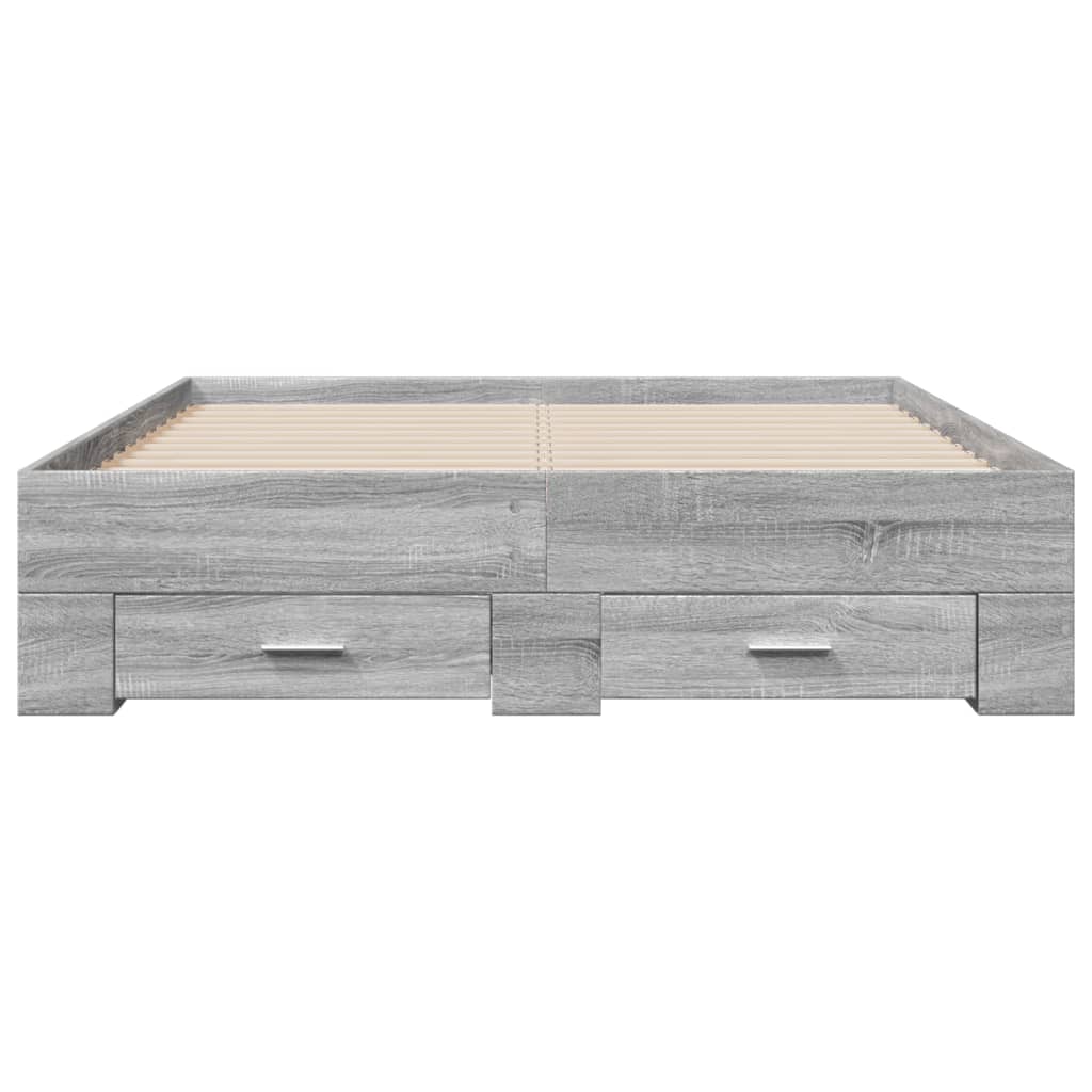 Bettgestell mit Schubladen Grau Sonoma 140x190 cm Holzwerkstoff