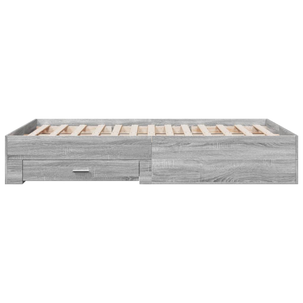 Bettgestell mit Schubladen Grau Sonoma 140x190 cm Holzwerkstoff