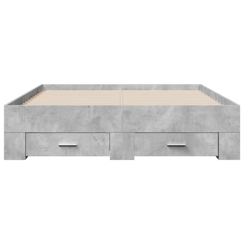 Bettgestell mit Schubladen Betongrau 135x190 cm Holzwerkstoff