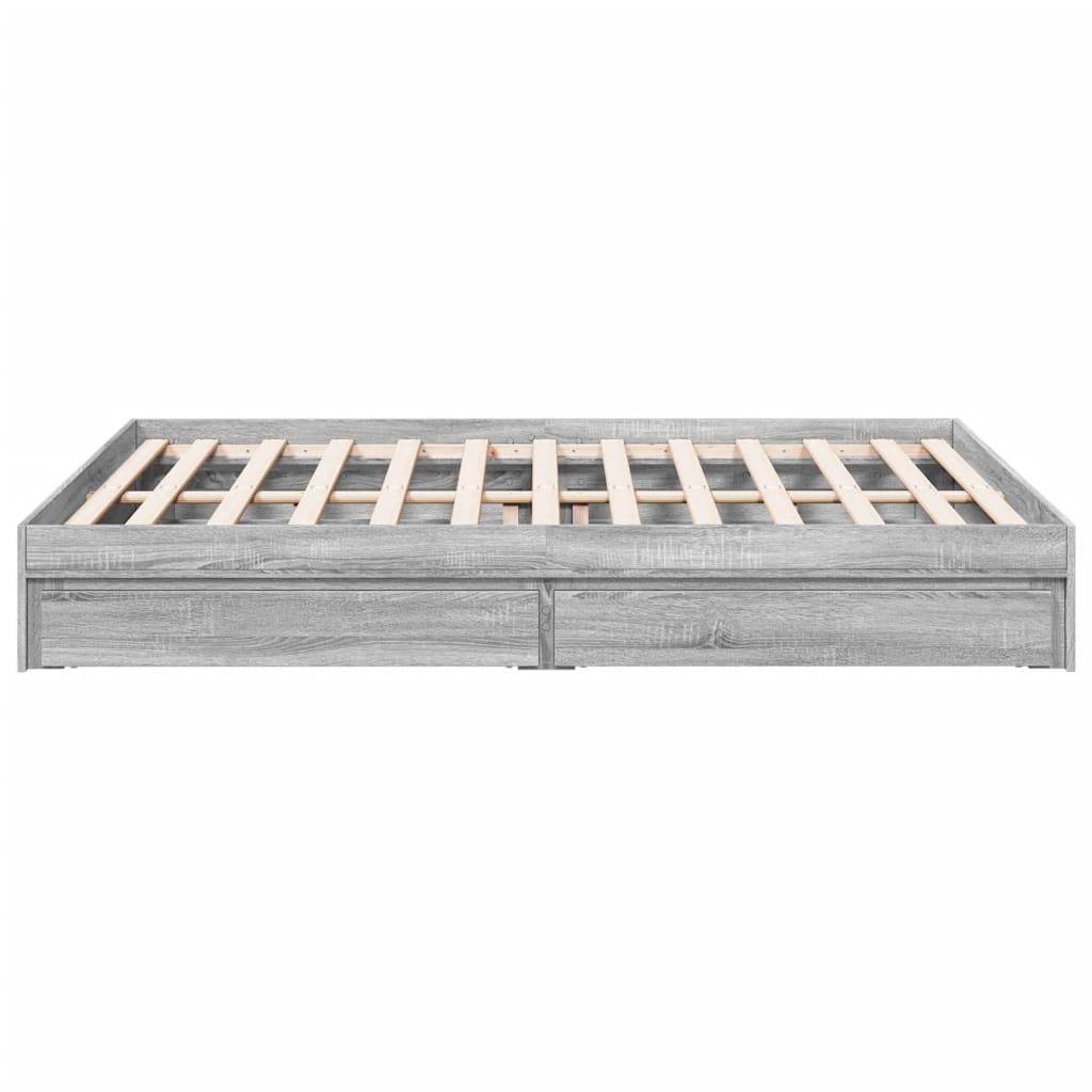 Bettgestell mit Schubladen Grau Sonoma 150x200 cm Holzwerkstoff